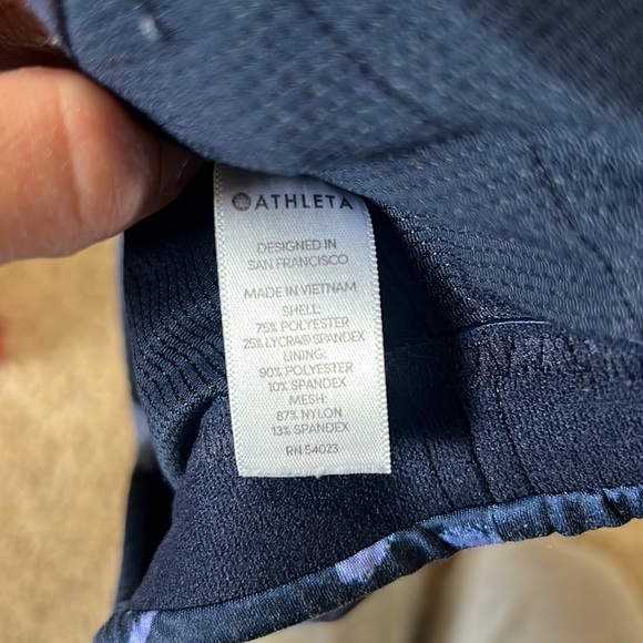 Hardly worn Athleta floral strappy sports bra in blue - size small! - Picture 6 of 6